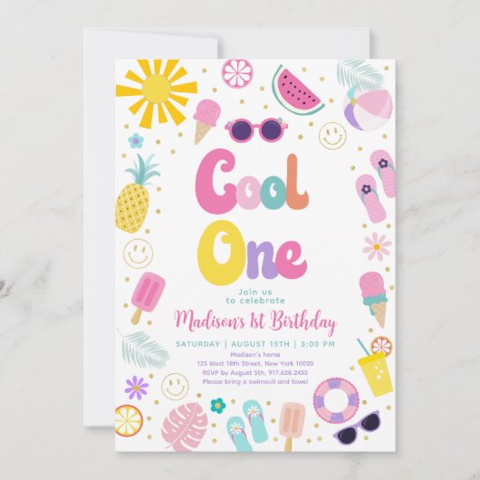 Verjaardagsfeestje voor één meisje in de zomer bij kaart (Voorkant)