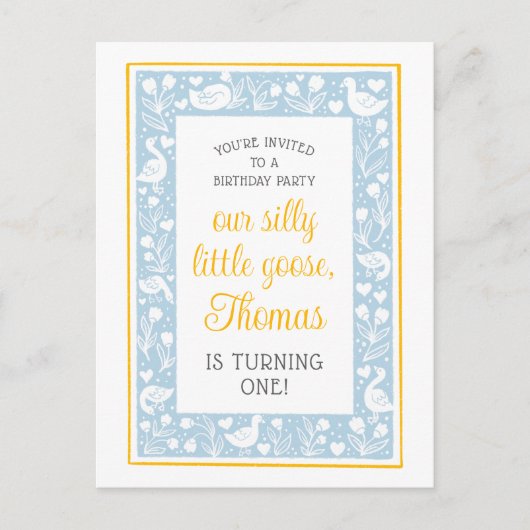 Verjaardagsfeestje voor een schattige, domme gans  briefkaart (Voorkant)