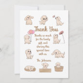 Verjaardagsfeestje voor een schattige puppy bedankkaart (Voorkant)