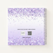 verjaardagsfeestje voor gasten violet witte glitte notitieboek (Achterkant)