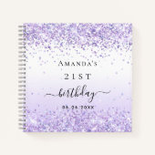 verjaardagsfeestje voor gasten violet witte glitte notitieboek (Voorkant)