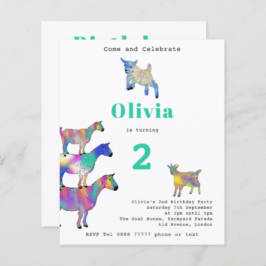 verjaardagsfeestje voor geit (Voorkant / Achterkant)