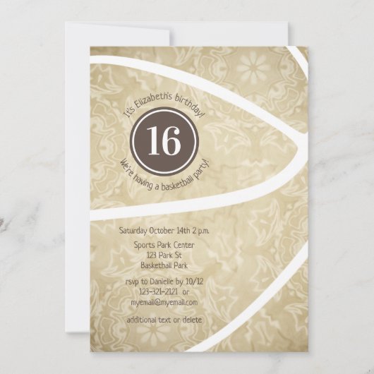 verjaardagsfeestje voor girale basketbal kaart (Voorkant)