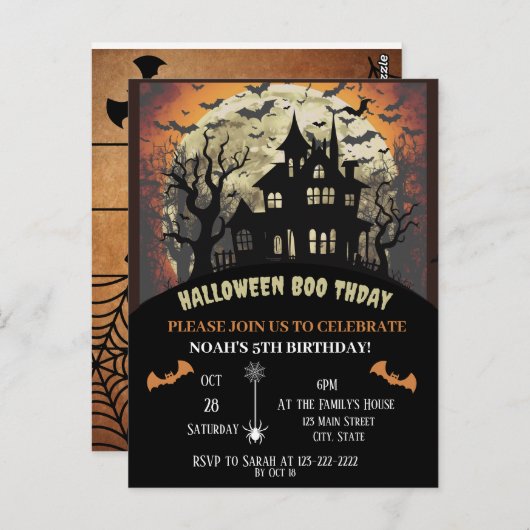 Verjaardagsfeestje voor Halloween Briefkaart (Voorkant / Achterkant)