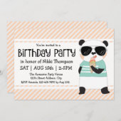 Verjaardagsfeestje voor hipster panda meisje kaart (Voorkant / Achterkant)