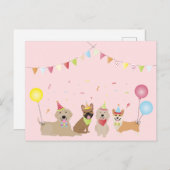Verjaardagsfeestje voor honden briefkaart (Voorkant / Achterkant)