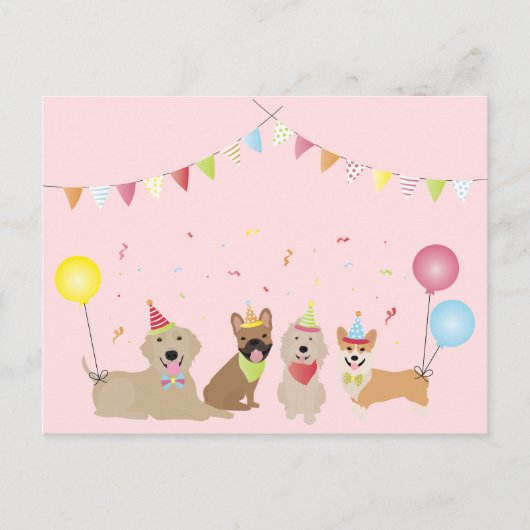 Verjaardagsfeestje voor honden briefkaart (Voorkant)