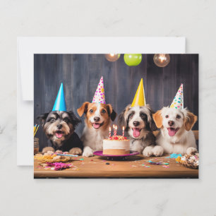 Verjaardagsfeestje voor honden briefkaart