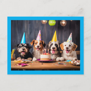 Verjaardagsfeestje voor honden briefkaart
