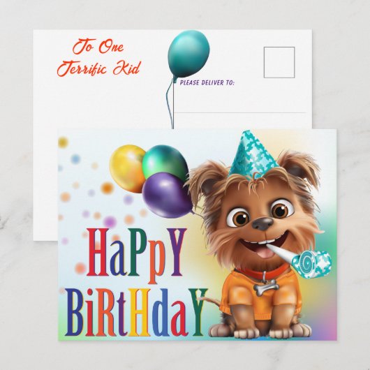 Verjaardagsfeestje voor honden briefkaart (Voorkant / Achterkant)