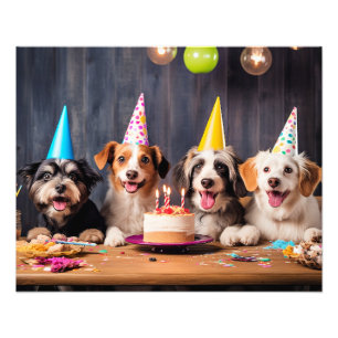 Verjaardagsfeestje voor honden foto afdruk