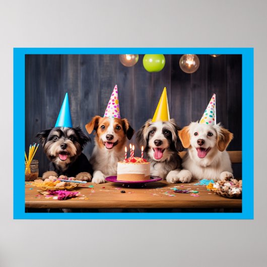Verjaardagsfeestje voor honden poster (Voorkant)