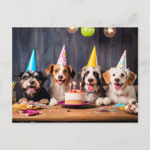 Verjaardagsfeestje voor honden uitnodiging briefkaart