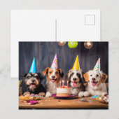 Verjaardagsfeestje voor honden uitnodiging briefkaart (Voorkant / Achterkant)