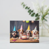 Verjaardagsfeestje voor honden uitnodiging briefkaart (Staand voorkant)