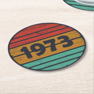 Verjaardagsfeestje voor iemand geboren in 1973 ronde kartonnen onderzetter