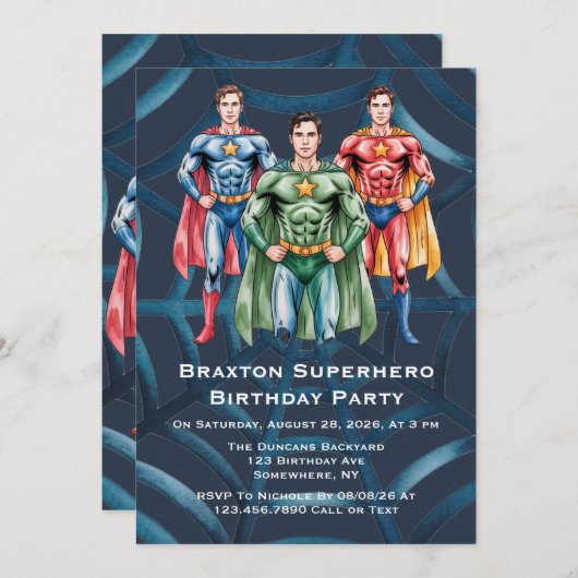 Verjaardagsfeestje voor jongens kaart (Voorkant / Achterkant)