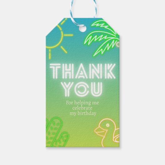 Verjaardagsfeestje voor jongens met zwembadfeestje cadeaulabel (Voorkant)