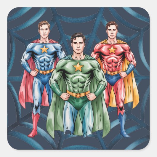 Verjaardagsfeestje voor jongens vierkante sticker (Voorkant)