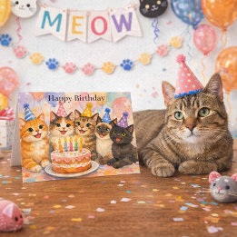 Verjaardagsfeestje voor kattenliefhebbers met een  kaart