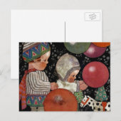 Verjaardagsfeestje voor kinderen, ballonnen en spe briefkaart (Voorkant / Achterkant)