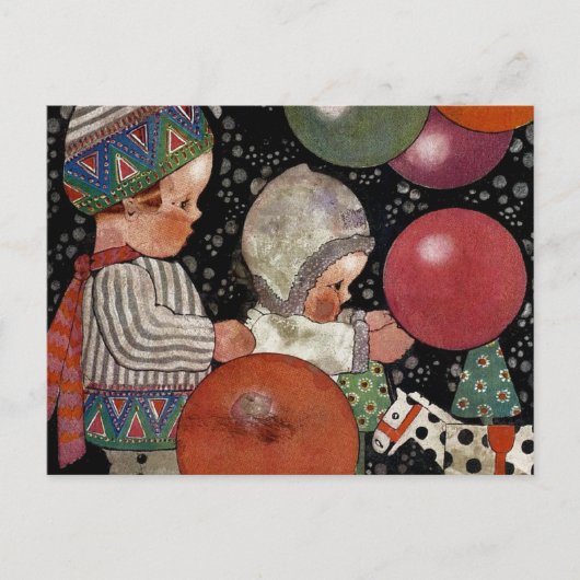 Verjaardagsfeestje voor kinderen, ballonnen en spe briefkaart (Voorkant)