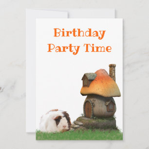 Verjaardagsfeestje voor kinderen Cavia Paddenstoel Kaart