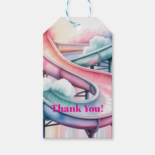 Verjaardagsfeestje voor kinderen Dank je waterslid Cadeaulabel (Voorkant)