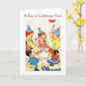 verjaardagsfeestje voor kinderen, kaart (Gele Bloem)