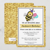 Verjaardagsfeestje voor kinderen Little Bumble Bee Kaart (Voorkant / Achterkant)