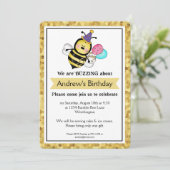 Verjaardagsfeestje voor kinderen Little Bumble Bee Kaart (Staand voorkant)