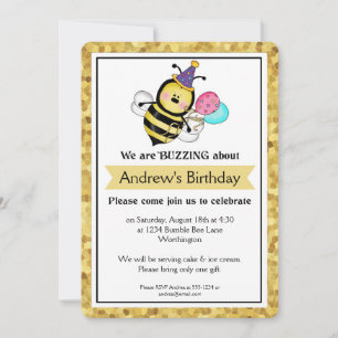 Verjaardagsfeestje voor kinderen Little Bumble Bee Kaart