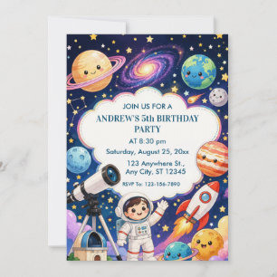 Verjaardagsfeestje voor kinderen met astronauten i kaart