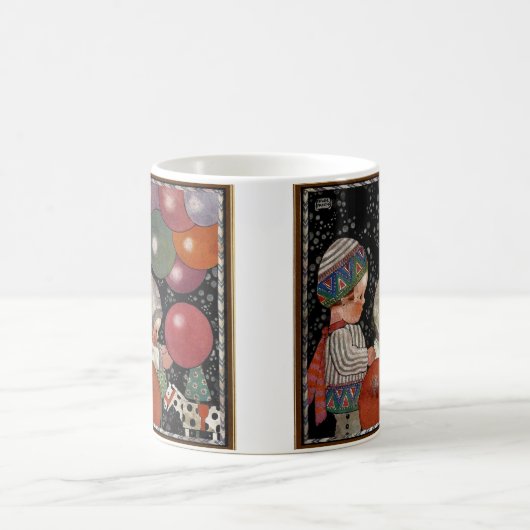 Verjaardagsfeestje voor kinderen met ballonnen en  koffiemok (Center)