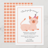 Verjaardagsfeestje voor kinderen met poes Kitty is Bedankkaart (Voorkant / Achterkant)