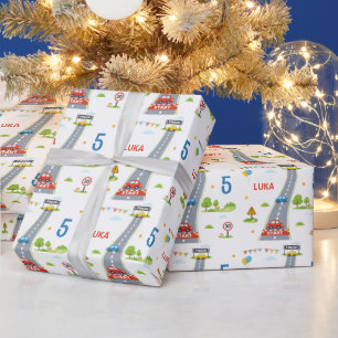 Verjaardagsfeestje voor kinderen met raceauto's cadeaupapier
