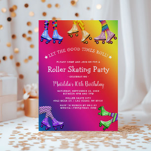 Verjaardagsfeestje voor kinderen met roller skatin kaart
