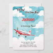 Verjaardagsfeestje voor kinderen met vliegtuig the kaart (Voorkant)