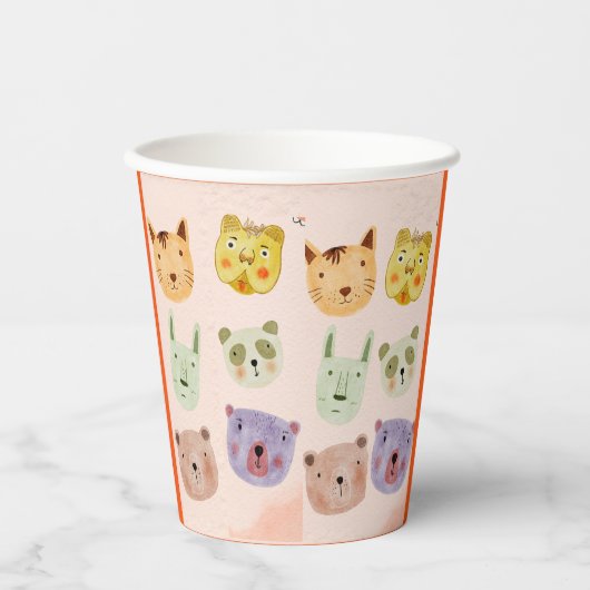 Verjaardagsfeestje voor kinderen papieren bekers (Voorkant)