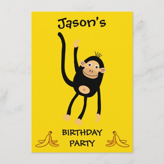 Verjaardagsfeestje voor kleine apen informatiekaartje (Voorkant)