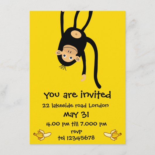 Verjaardagsfeestje voor kleine apen informatiekaartje (Achterkant)