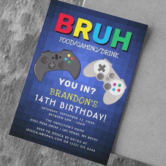 Verjaardagsfeestje voor kleine gamer kaart