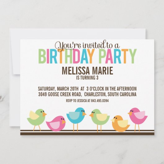 Verjaardagsfeestje voor kleine vogels kaart (Voorkant)