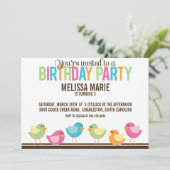 Verjaardagsfeestje voor kleine vogels kaart (Staand voorkant)