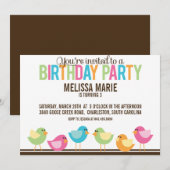 Verjaardagsfeestje voor kleine vogels kaart (Voorkant / Achterkant)