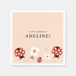 Verjaardagsfeestje voor lieve lieveheersbeestje servet