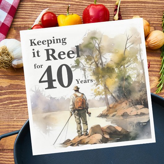 Verjaardagsfeestje voor mannen met waterverf visse servet