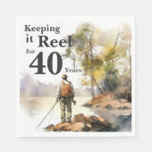 Verjaardagsfeestje voor mannen met waterverf visse servet (Voorkant)