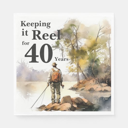 Verjaardagsfeestje voor mannen met waterverf visse servet (Voorkant)