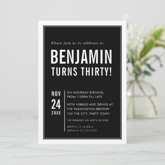 VERJAARDAGSFEESTJE VOOR MANNEN moderne typografie  Kaart (Staand voorkant)